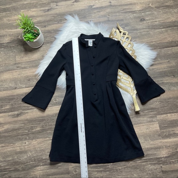 Diane Von Furstenberg Half Button Down Black Dress - Picture 4 of 12